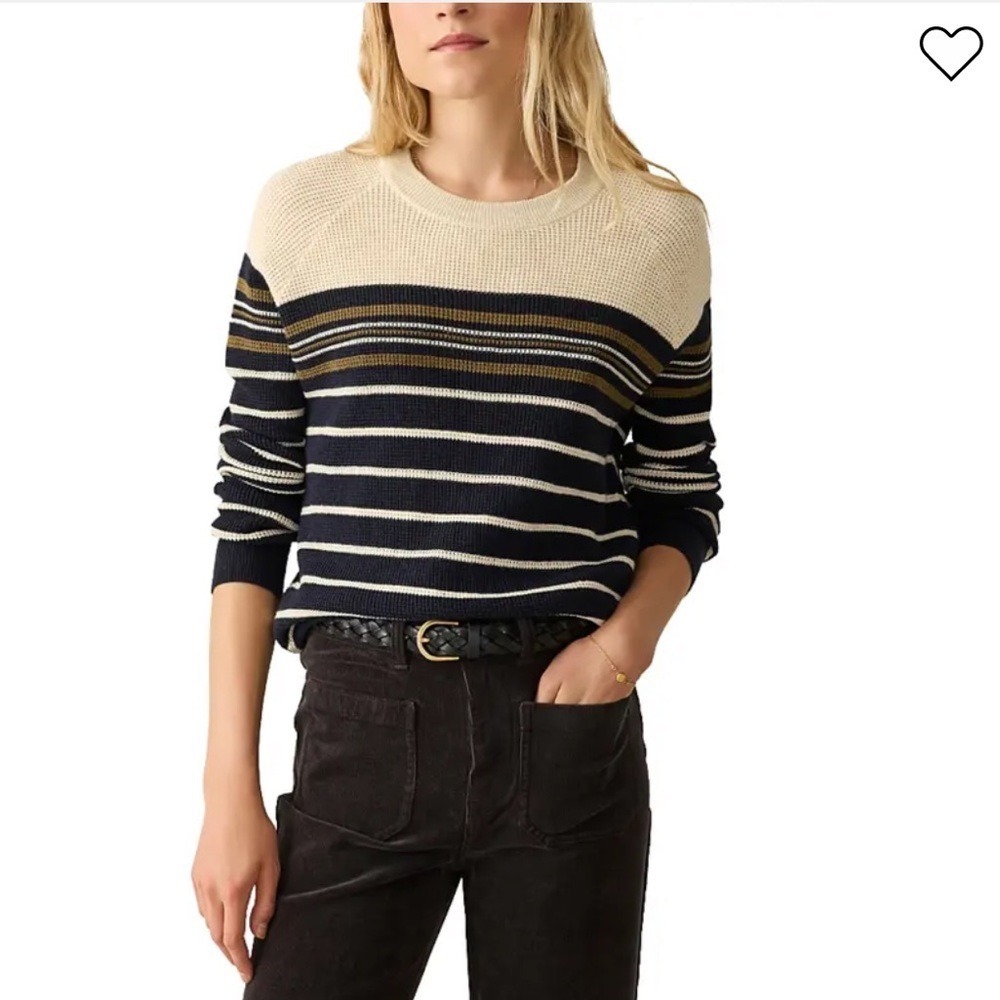 NWT Faherty Throwback Waffle Crewneck Oakland Stripe XL Casual Preppy Staple